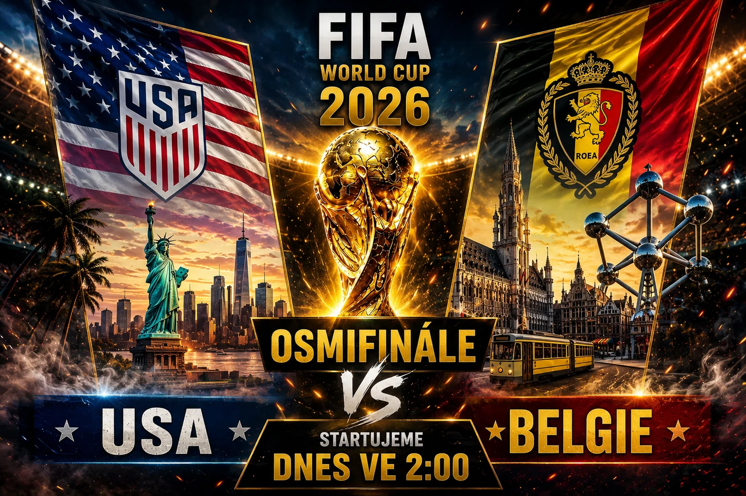 USA vs Belgie — MS 2026 osmifinále